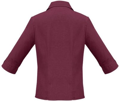 Am image of a Custom Biz Collection Ladies Plain Oasis 3 Quarters Sleeve Shirt in Cherry!