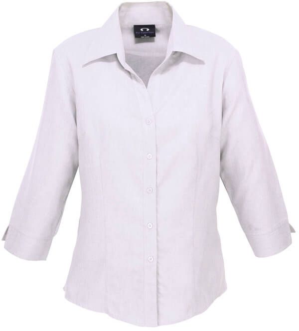 Biz Collection Ladies Plain Oasis 3 Quarters Sleeve Shirt in White