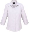 Am image of a Custom Biz Collection Ladies Plain Oasis 3 Quarters Sleeve Shirt in White!