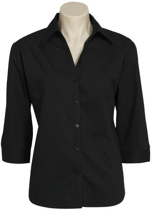 Biz Collection Ladies Metro 3 Quarters Sleeve Shirt in Black