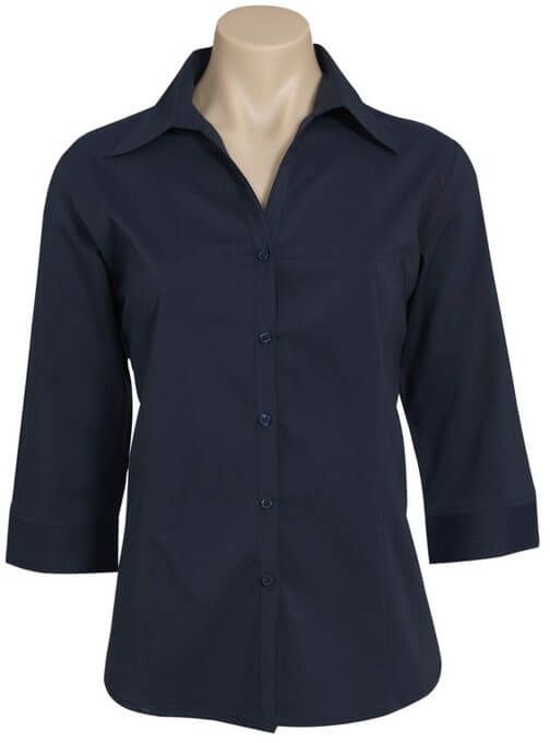 Biz Collection Ladies Metro 3 Quarters Sleeve Shirt in Navy