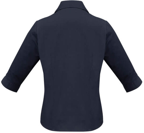 Am image of a Custom Biz Collection Ladies Metro 3 Quarters Sleeve Shirt in Navy!