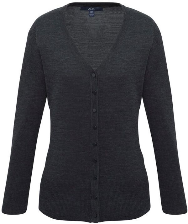 Am image of a Custom Biz Collection Ladies Milano Cardigan in Charcoal!