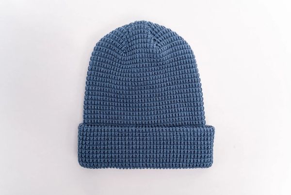 Am image of a Custom Beaniiez Leery Waffle Acrylic Toque in Pigment Slate Blue!