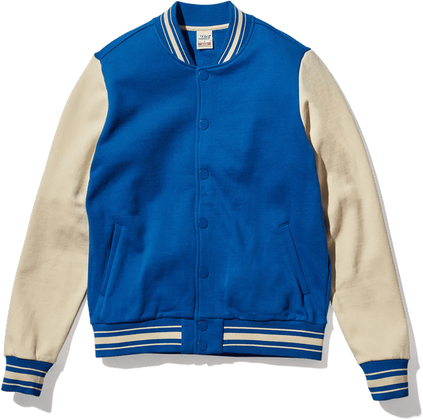 Am image of a Custom Made Blanks Letterman Jacket in Classic Blue!