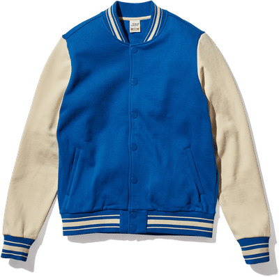 Am image of a Custom Made Blanks Letterman Jacket in Classic Blue!