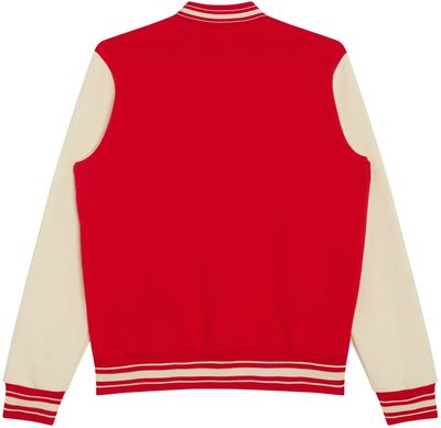 Am image of a Custom Made Blanks Letterman Jacket in Racing Red!