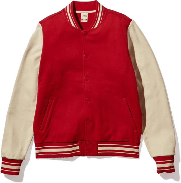 Am image of a Custom Made Blanks Letterman Jacket in Racing Red!