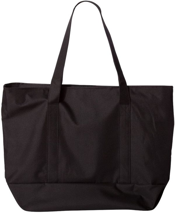 An image of a Custom Liberty Bags Bay View Giant Zippered Boat Tote in Black/Black!