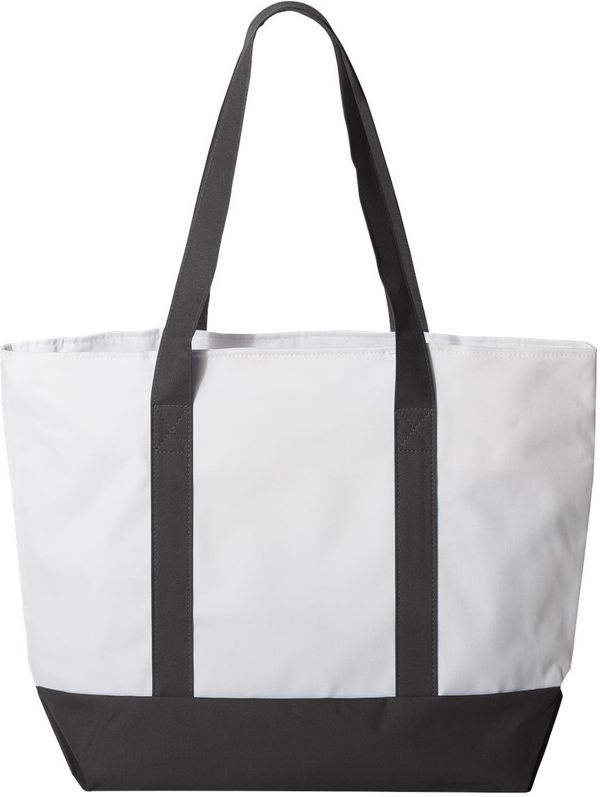 An image of a Custom Liberty Bags Bay View Giant Zippered Boat Tote in White/Black!