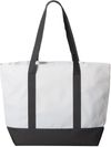 An image of a Custom Liberty Bags Bay View Giant Zippered Boat Tote in White/Black!