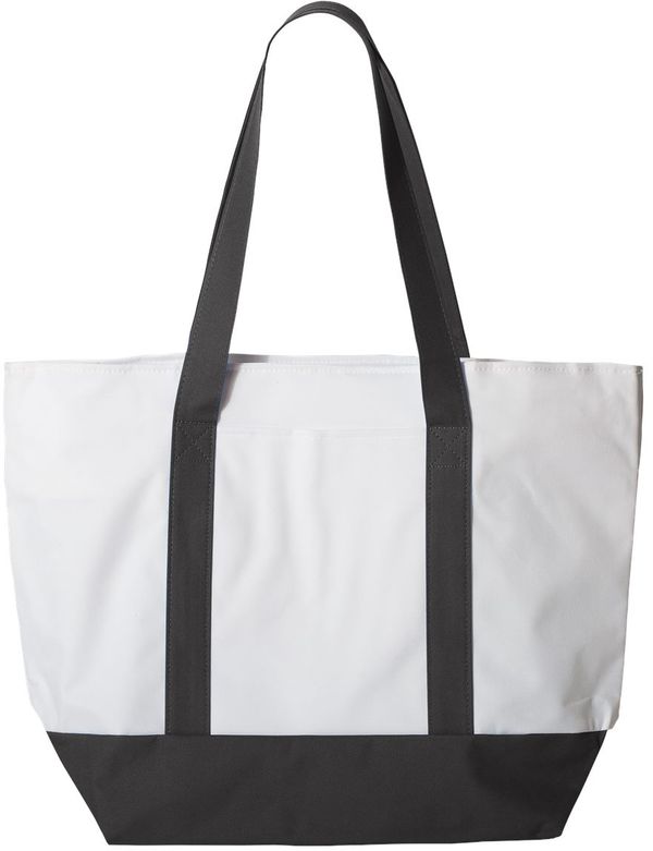 An image of a Custom Liberty Bags Bay View Giant Zippered Boat Tote in White/Black!