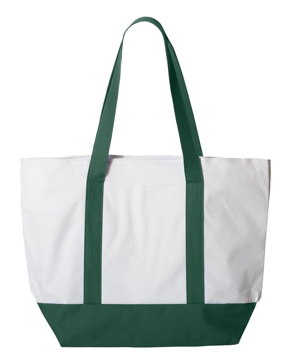 Liberty Bags Bay View Giant Zippered Boat Tote in White/Forest Green