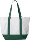 An image of a Custom Liberty Bags Bay View Giant Zippered Boat Tote in White/Forest Green!
