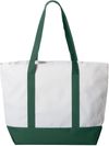 An image of a Custom Liberty Bags Bay View Giant Zippered Boat Tote in White/Forest Green!