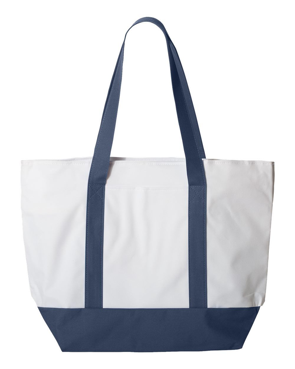 Liberty Bags Bay View Giant Zippered Boat Tote in White/Navy