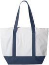 An image of a Custom Liberty Bags Bay View Giant Zippered Boat Tote in White/Navy!