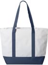 An image of a Custom Liberty Bags Bay View Giant Zippered Boat Tote in White/Navy!