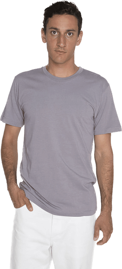 Am image of a Custom Los Angeles Apparel Classic Fine Jersey Tee in Silver!
