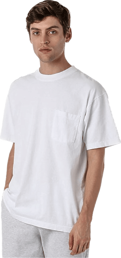 Am image of a Custom Los Angeles Apparel T Shirt With Pocket in White!