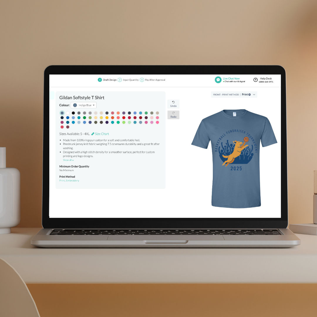 The ai design on a custom t-shirt on our online designer.