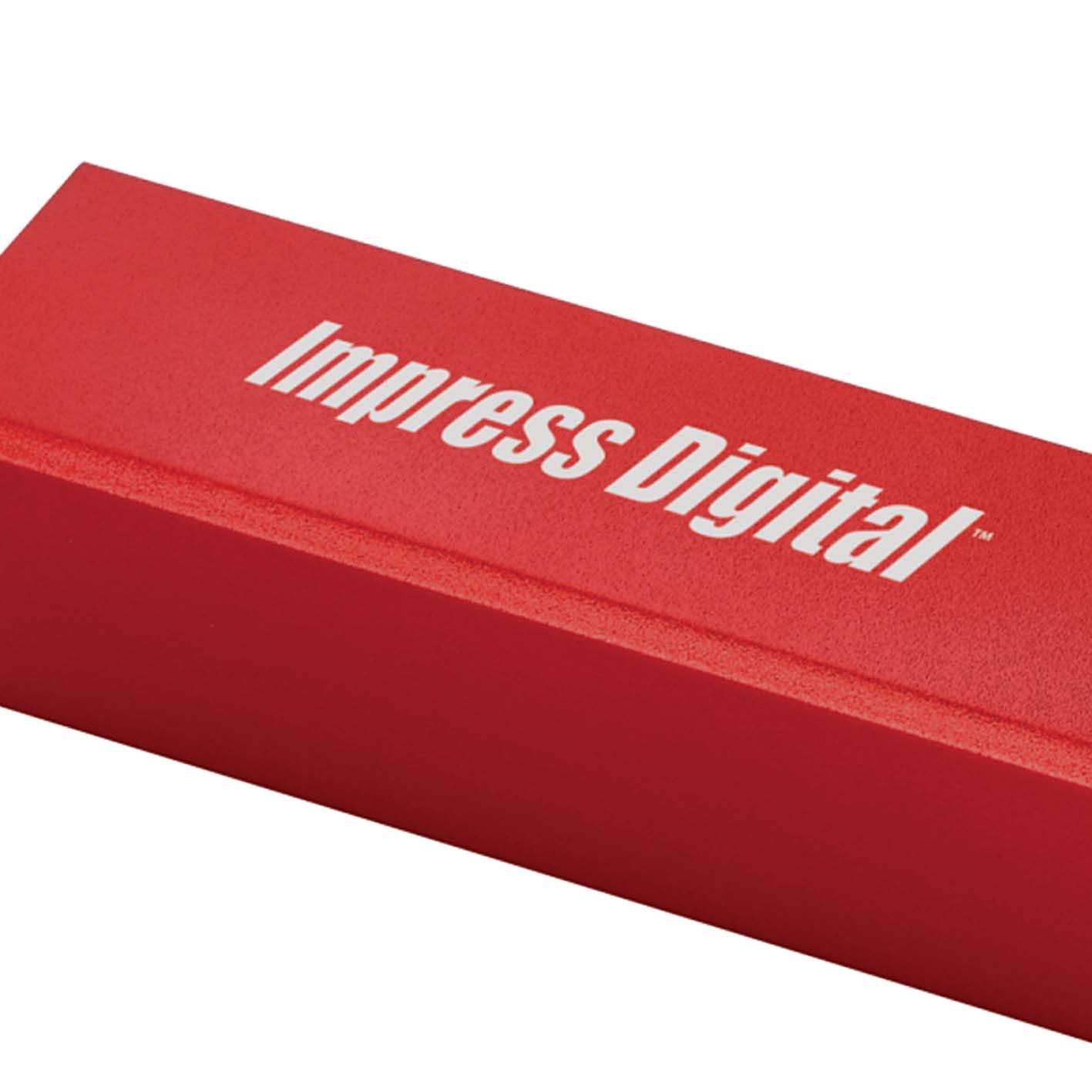 An example of laser printed custom portable chargers.