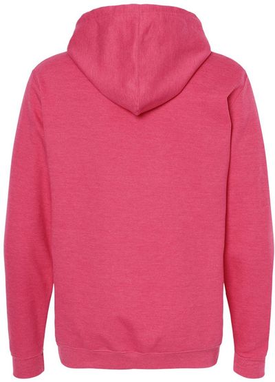 Am image of a Custom M&O Unisex Pullover Hoodie in Heather Fuchsia!