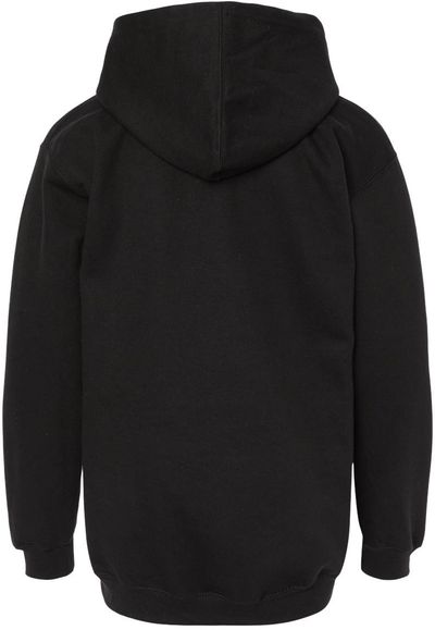 Am image of a Custom M and O Youth Fleece Pullover Hoodie in Black!