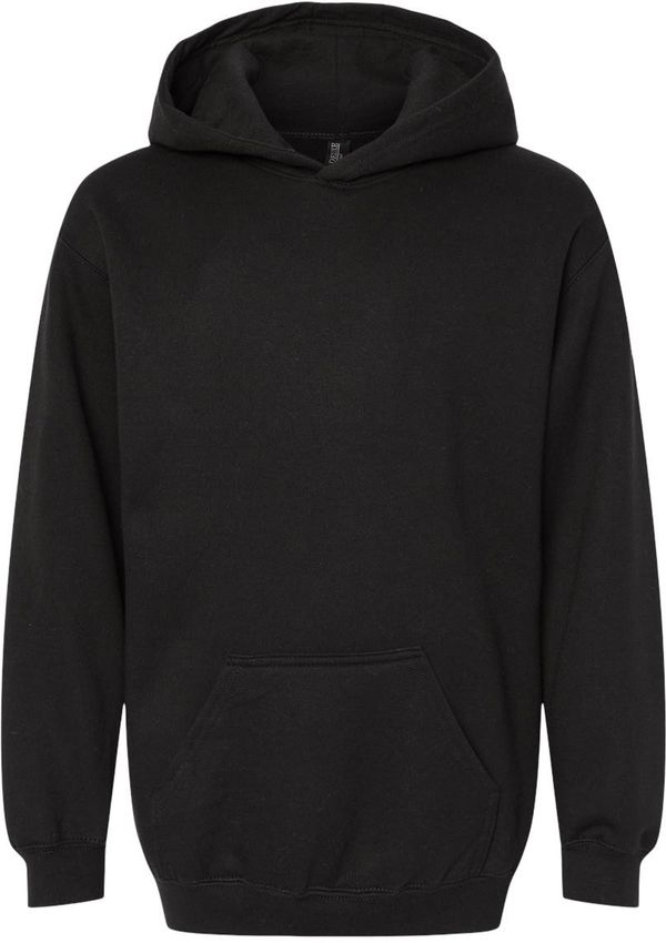 Am image of a Custom M and O Youth Fleece Pullover Hoodie in Black!