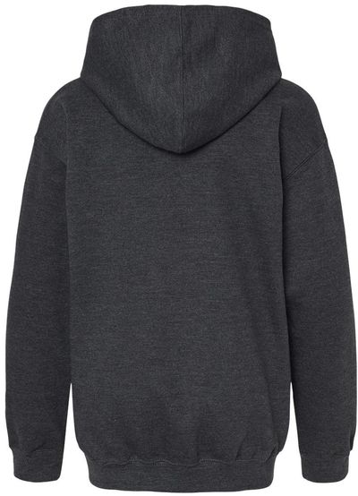 Am image of a Custom M and O Youth Fleece Pullover Hoodie in Dark Heather!