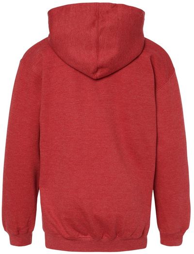Am image of a Custom M and O Youth Fleece Pullover Hoodie in Heather Red!
