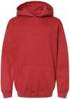 Am image of a Custom M and O Youth Fleece Pullover Hoodie in Heather Red!