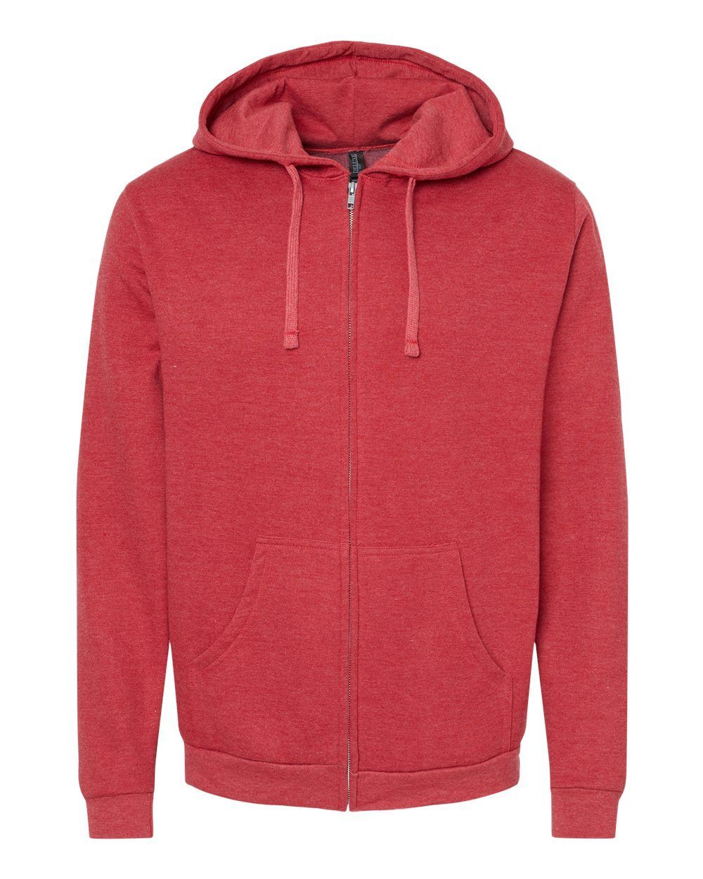 M&O Unisex Zipper Fleece Hoodie in Heather Red