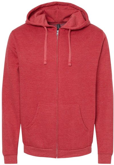 Am image of a Custom M&O Unisex Zipper Fleece Hoodie in Heather Red!
