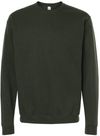 Am image of a Custom M&O Adult Unisex Crewneck Fleece in Forest Green!
