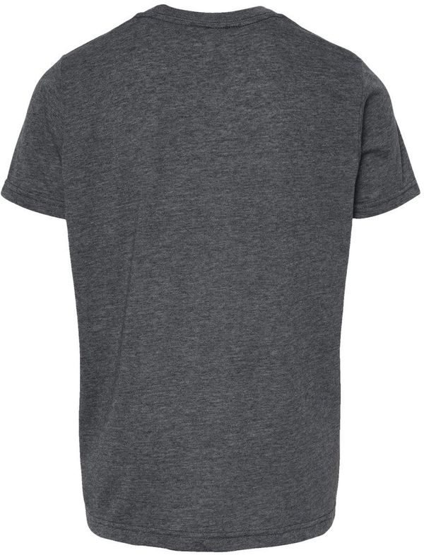Am image of a Custom M and O Youth Deluxe Blend T Shirt in Heather Charcoal!
