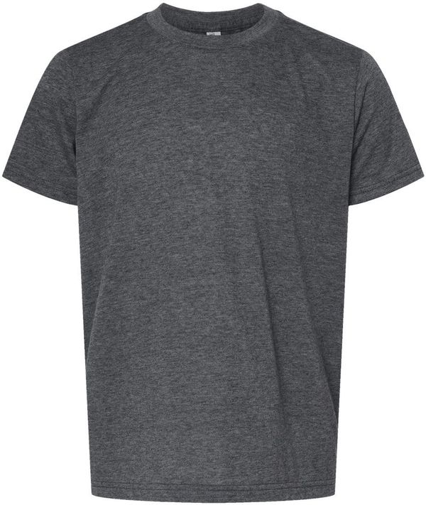 Am image of a Custom M and O Youth Deluxe Blend T Shirt in Heather Charcoal!