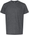 Am image of a Custom M and O Youth Deluxe Blend T Shirt in Heather Charcoal!