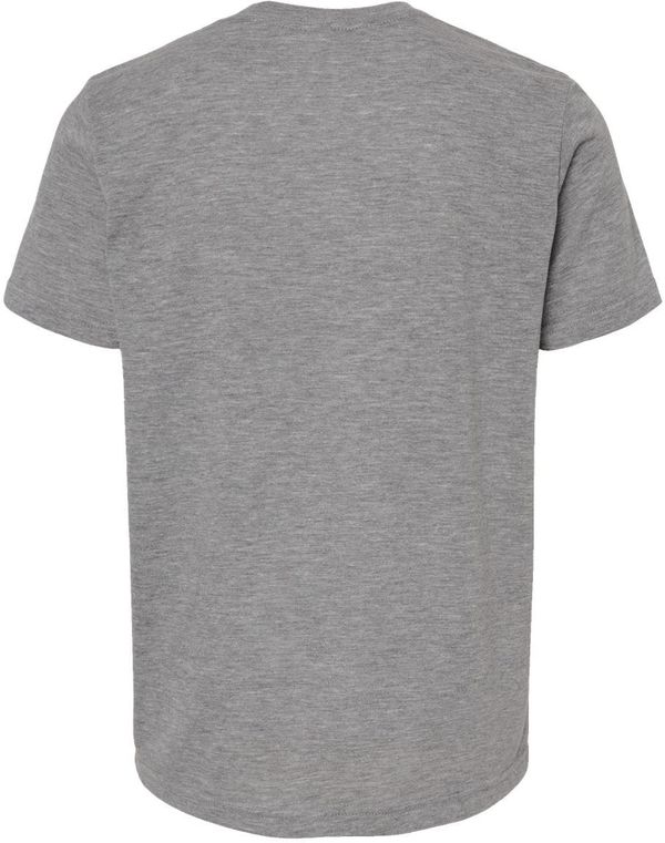 Am image of a Custom M and O Youth Deluxe Blend T Shirt in Heather Grey!