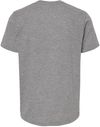 Am image of a Custom M and O Youth Deluxe Blend T Shirt in Heather Grey!