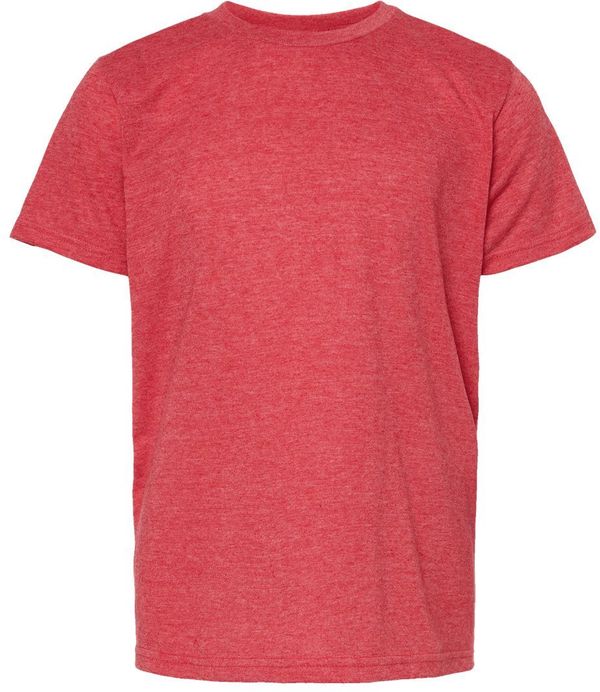 Am image of a Custom M and O Youth Deluxe Blend T Shirt in Heather Red!