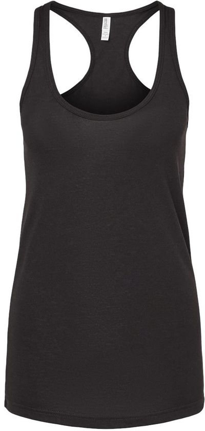 Am image of a Custom M and O Womens Racerback Blend Tank in Black!