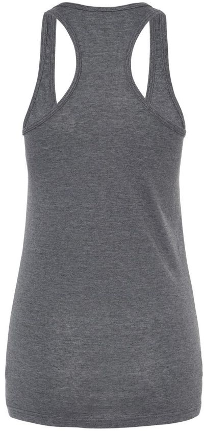 Am image of a Custom M and O Womens Racerback Blend Tank in Heather Charcoal!