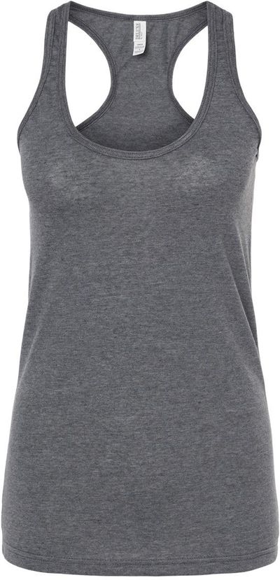 Am image of a Custom M and O Womens Racerback Blend Tank in Heather Charcoal!