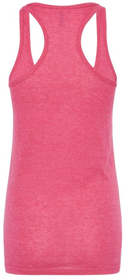 Am image of a Custom M and O Womens Racerback Blend Tank in Heather Fuchsia!