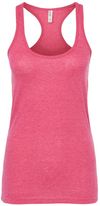 Am image of a Custom M and O Womens Racerback Blend Tank in Heather Fuchsia!