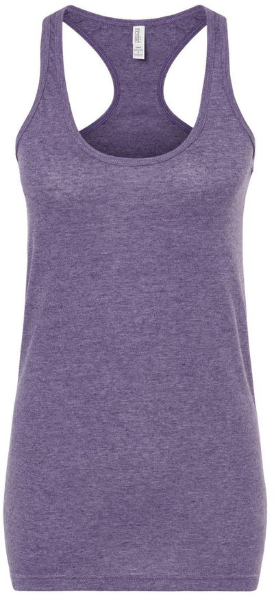 Am image of a Custom M and O Womens Racerback Blend Tank in Heather Purple!