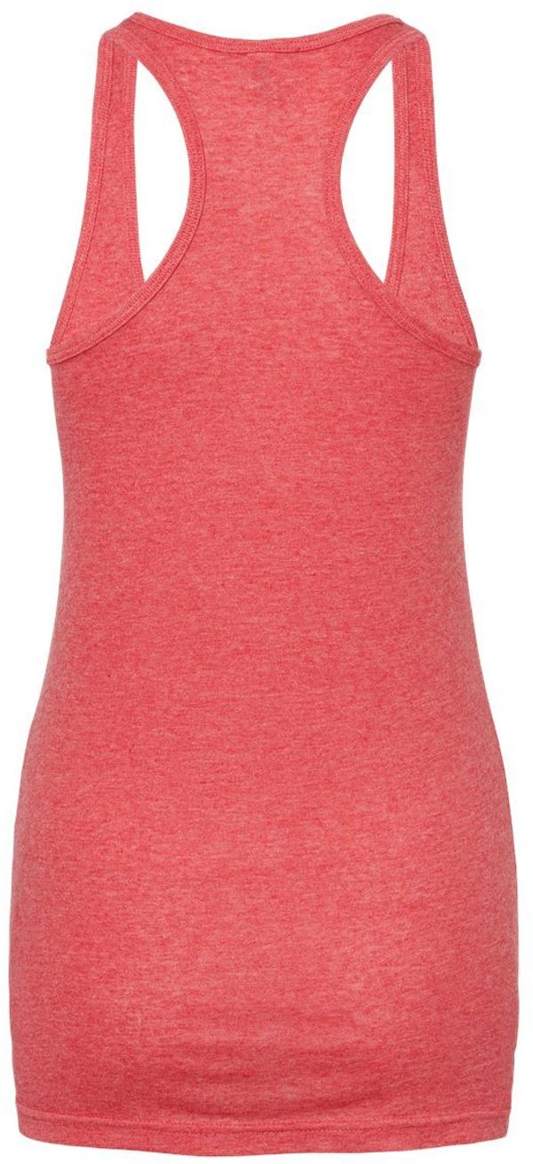 Am image of a Custom M and O Womens Racerback Blend Tank in Heather Red!