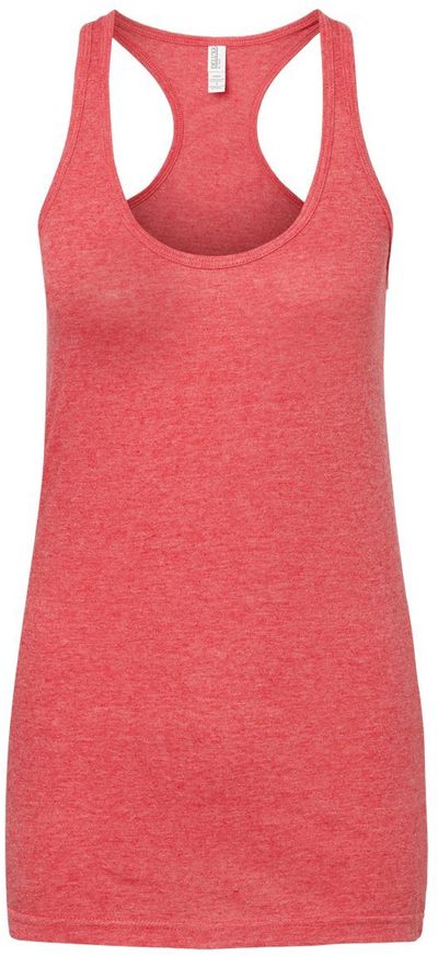 Am image of a Custom M and O Womens Racerback Blend Tank in Heather Red!