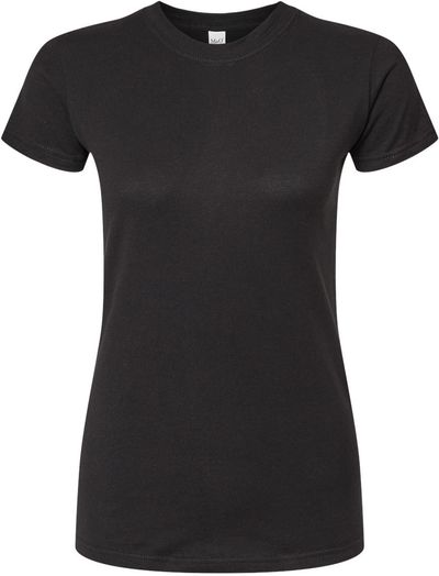 Am image of a Custom M and O Womens Fine Jersey T Shirt in Fine Black!